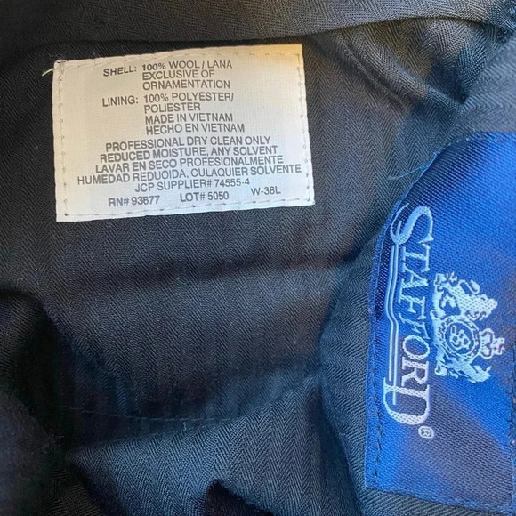 Stafford 100% Wool Black Dress Stripped Pants Men Size W-38L Pockets - Picture 4 of 4